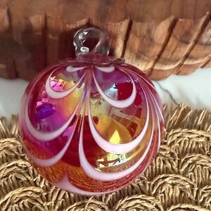 Glass eye studio pink hand blown glass ornament